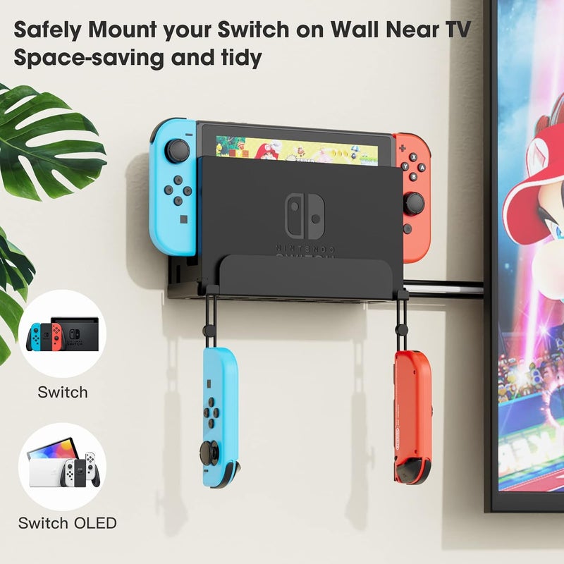 KUNSLUCK Wall Mount for Switch & Switch OLED, Metal Holder Safely Stores Near or Behind TV (Black) - Image 2